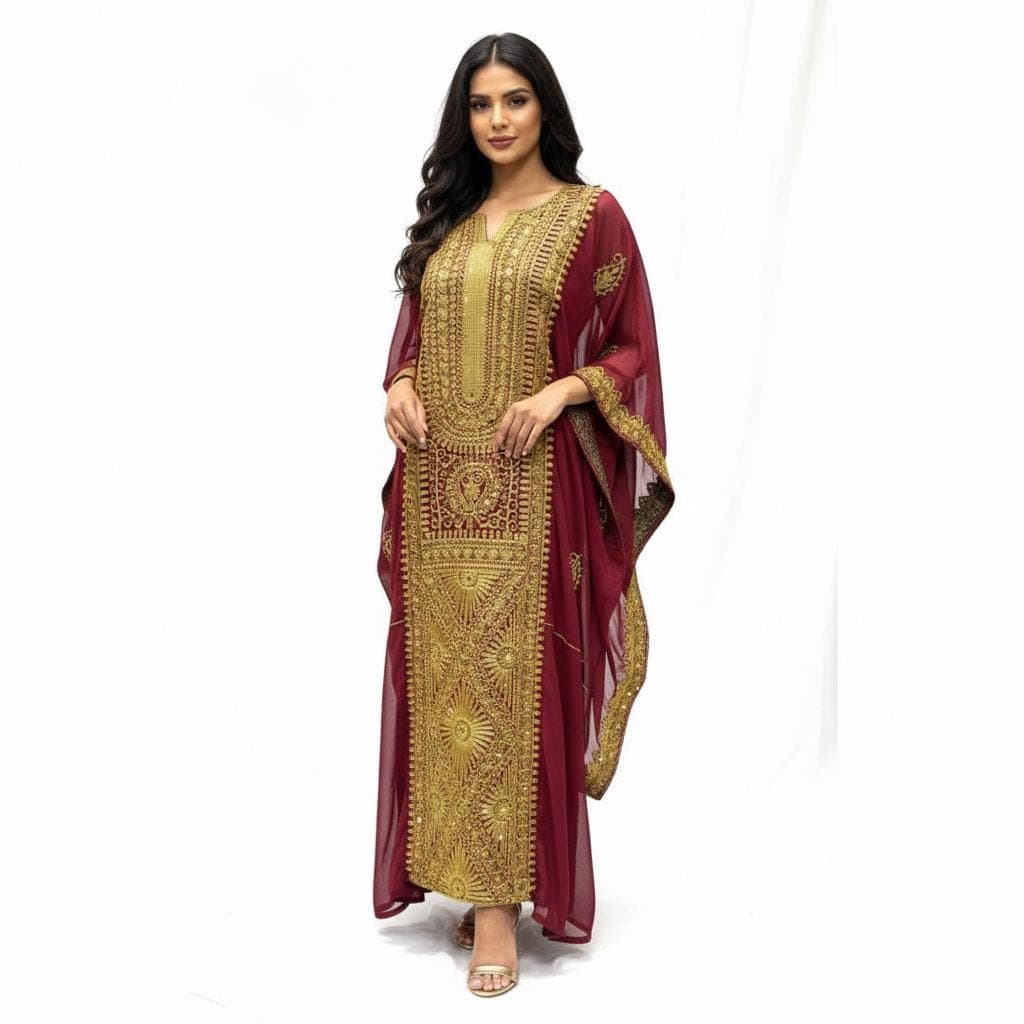 Handmade Iraqi Hashimi Chiffon Nashel – Wedding & Party Thobe