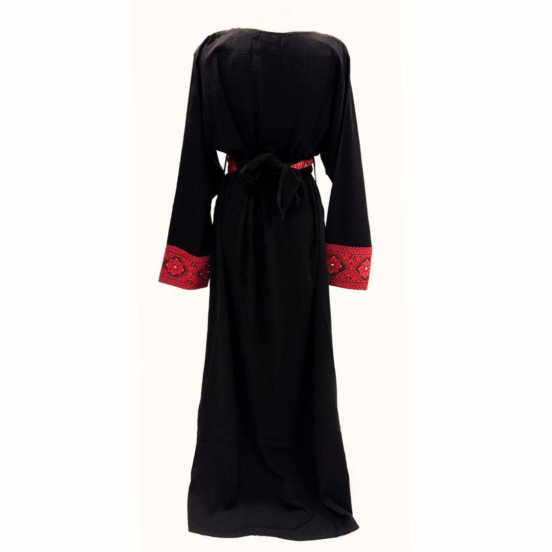 Embroidered Palestinian Style Traditional Thobe with Belt - image 5