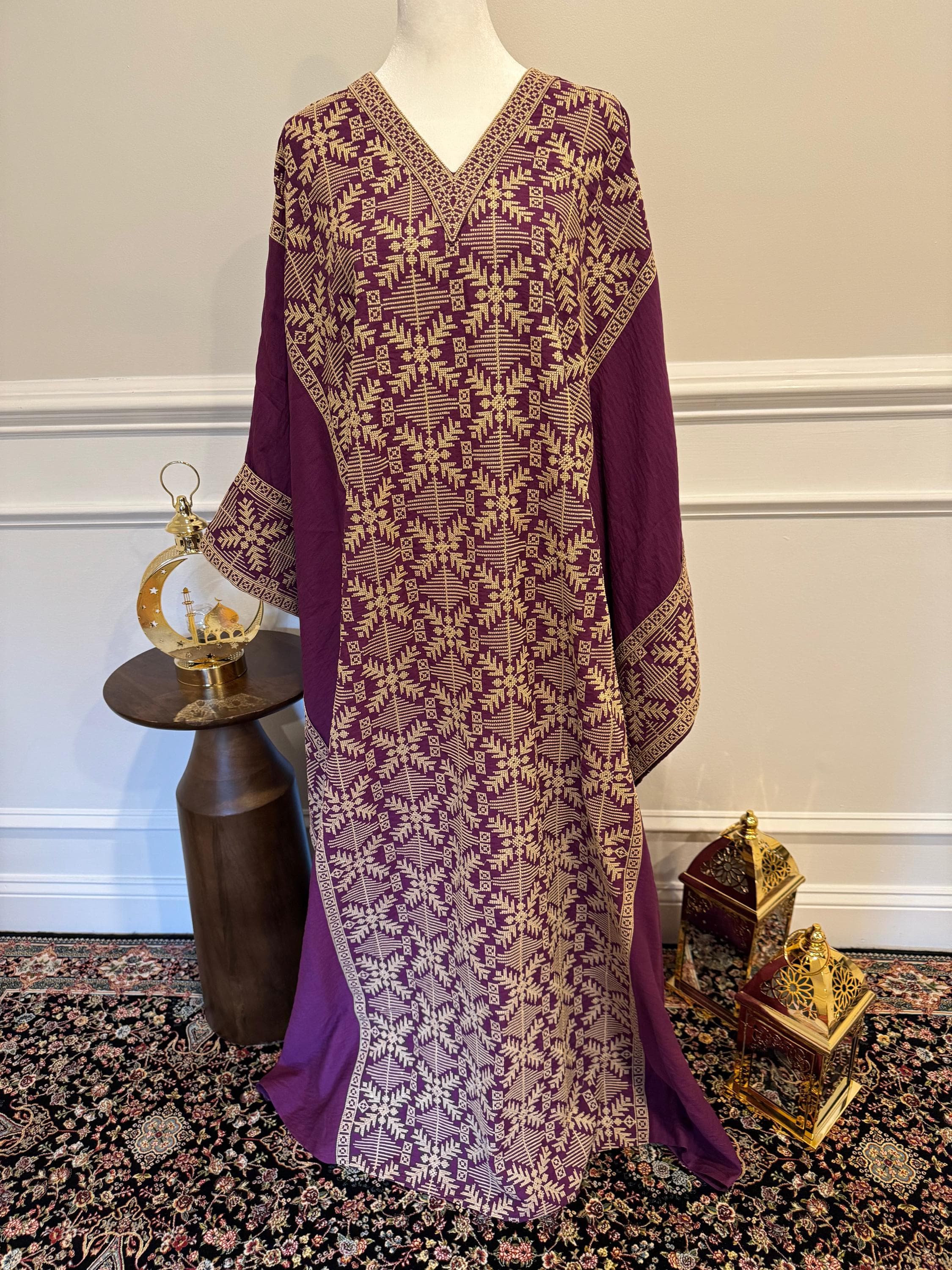 Embroidered Butterfly Abaya Dress – Traditional Arab Style - image 3