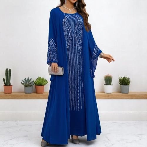 Rhinestone Kaftan: Ramadan Luxury Dubai Maxi Dress
