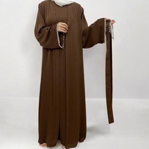 Ramadan Black Nida Abaya: Crystal Chain Dubai Evening Dress - image 3