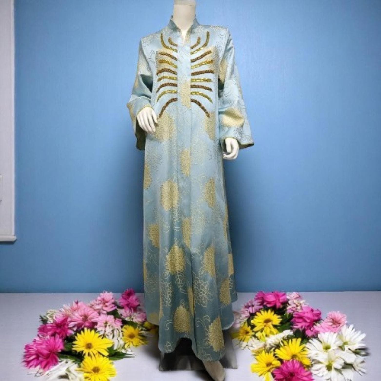 Embroidered Ramadan Abaya: Beaded Eid Djellaba Kaftan - image 4