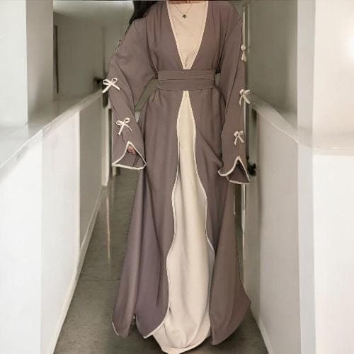 Luxury Open Abaya: Dubai Ramadan Eid Kaftan with Bow - image 5