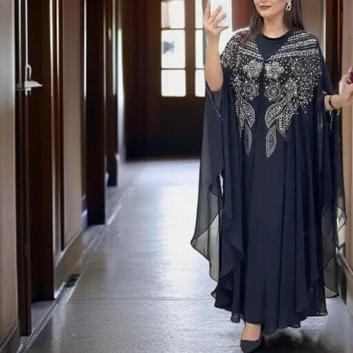 Plus Size Chiffon Kaftan Abaya: African Party Dress Set - image 3
