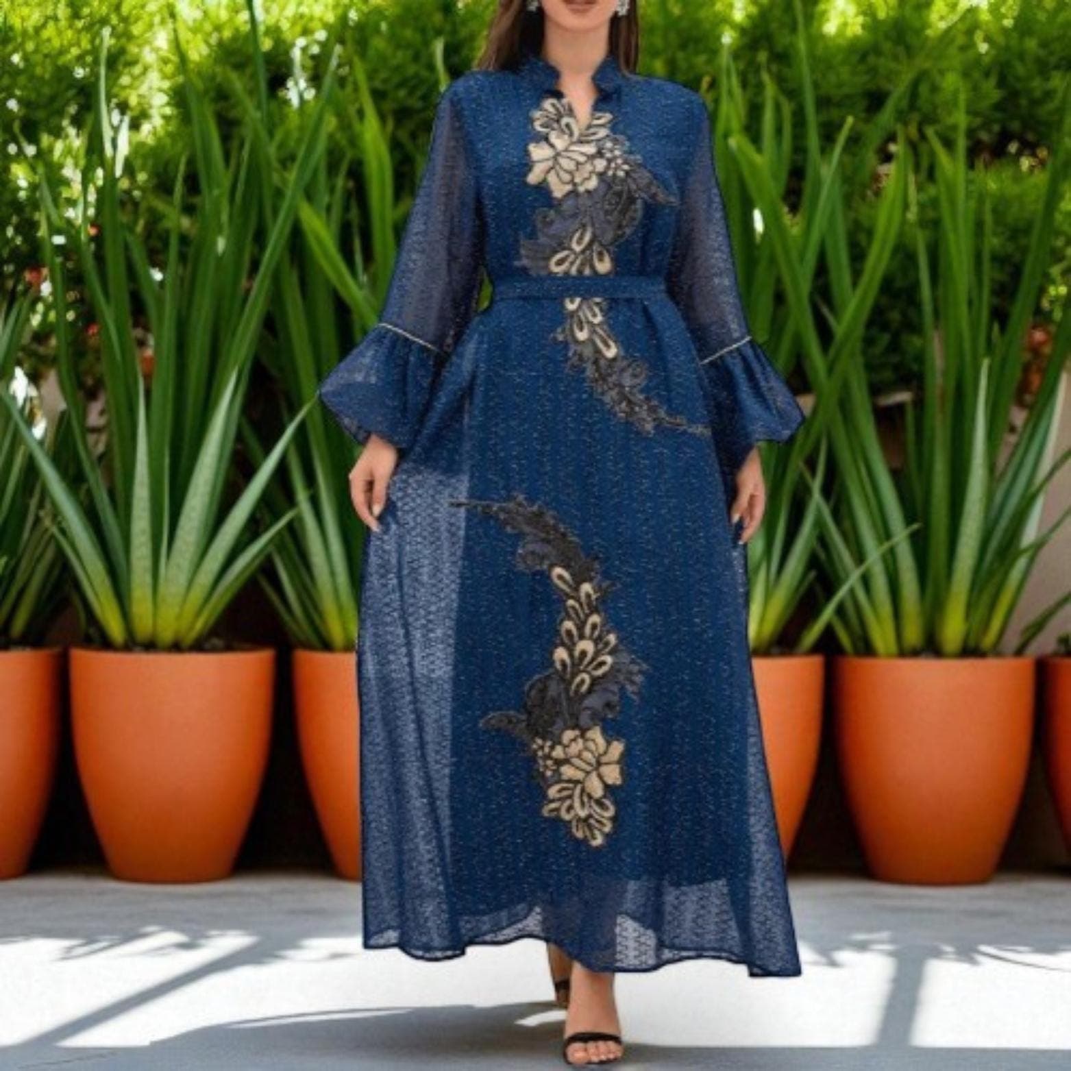 2025 Middle East Muslim Women's Wear – New Dubai Abaya Embroidered Robe Dress - image 4