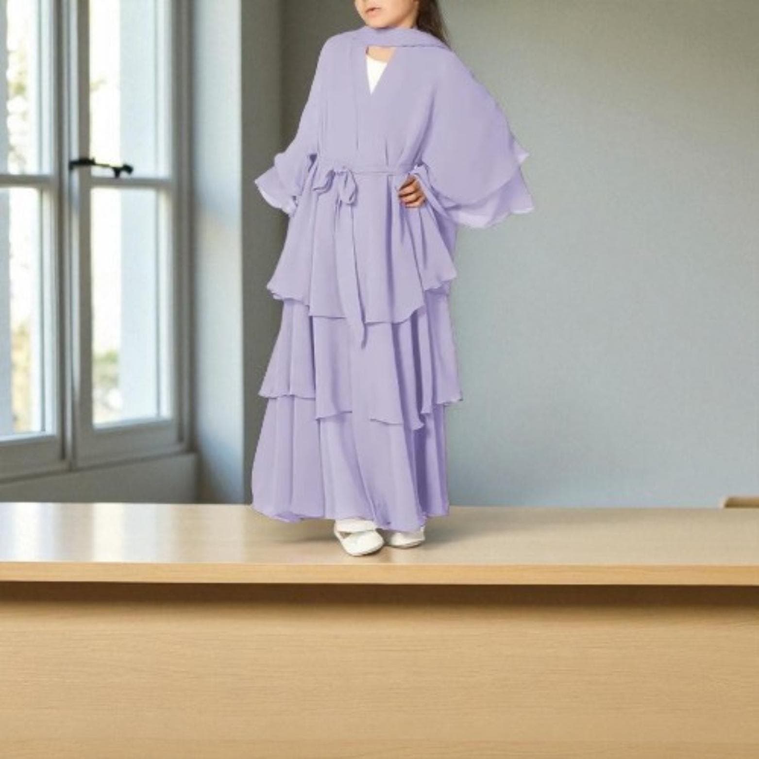 Chiffon Niqab Khimar Abaya: Muslim Prayer Dress for Women & Kids