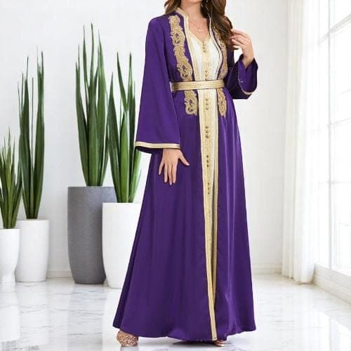 Elegant Kimono Abaya Dress: Luxury 2 Piece Muslim Set