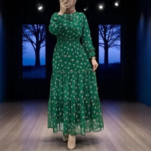 Floral Print Kaftan Abaya: Arab Long Robe Muslim Dress - image 4