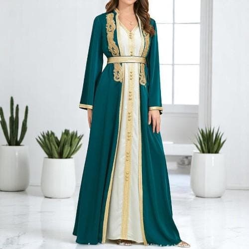 Elegant Kimono Abaya Dress: Luxury 2 Piece Muslim Set - image 3