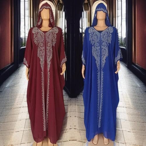 Hooded Diamond Abaya: Muslim Women's Eid Dress, Dubai Kaftan - image 4