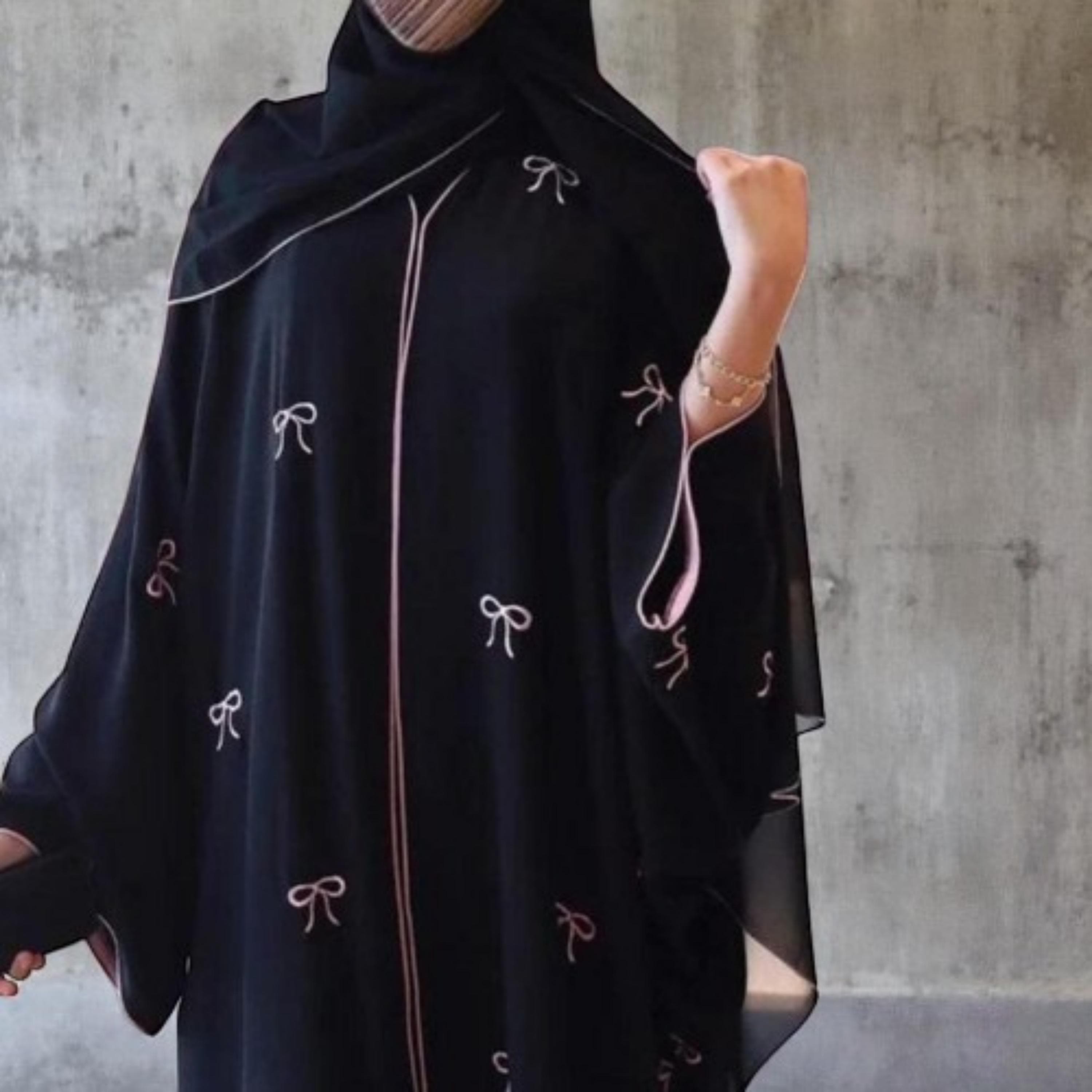 Muslim Women Dubai Luxury Abaya – Elegant Long Dress with Bowknot Embroidery, Modest Islamic Fashion