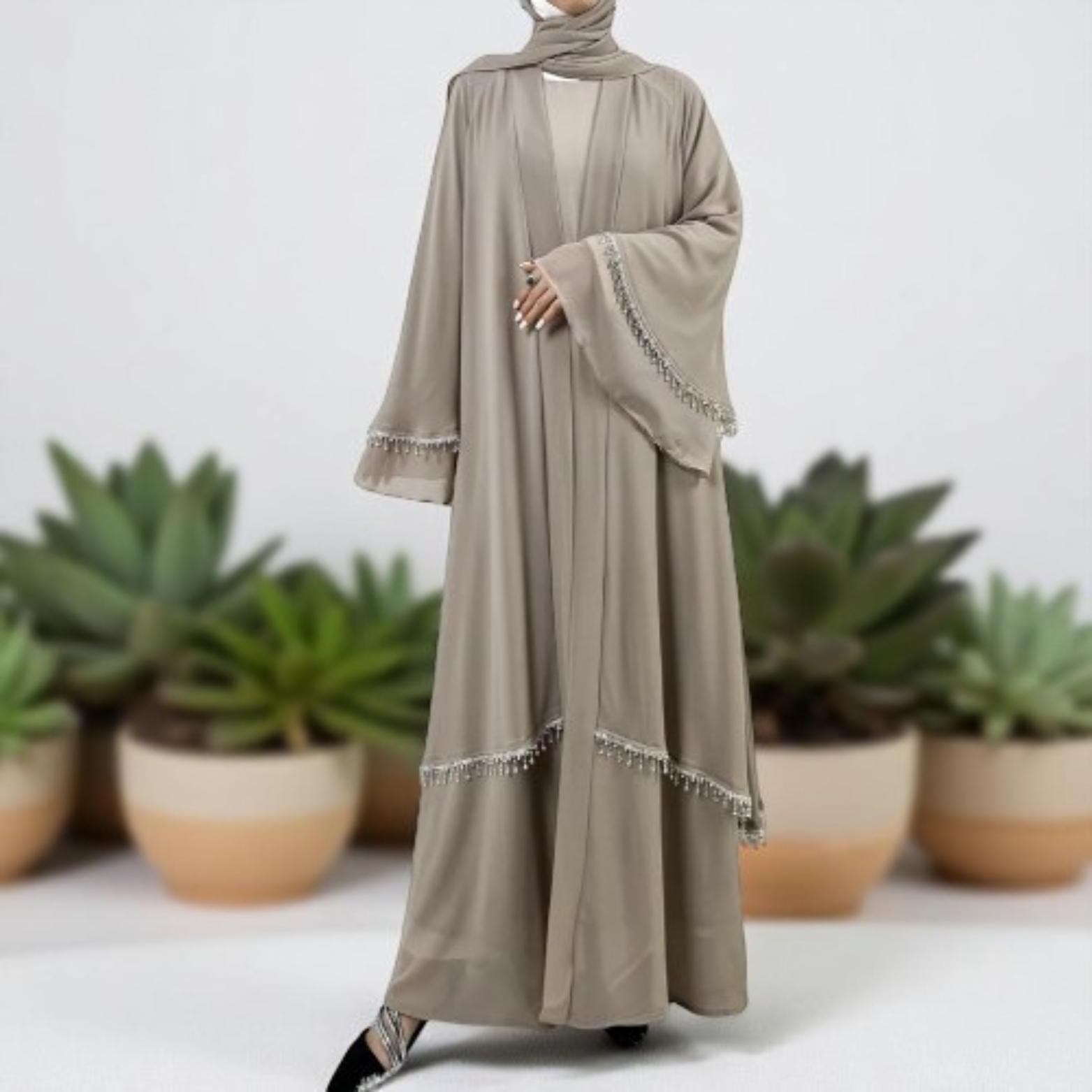 Eid Ramadan Abaya: 2-Piece Modest Muslim Dress Suit - image 4