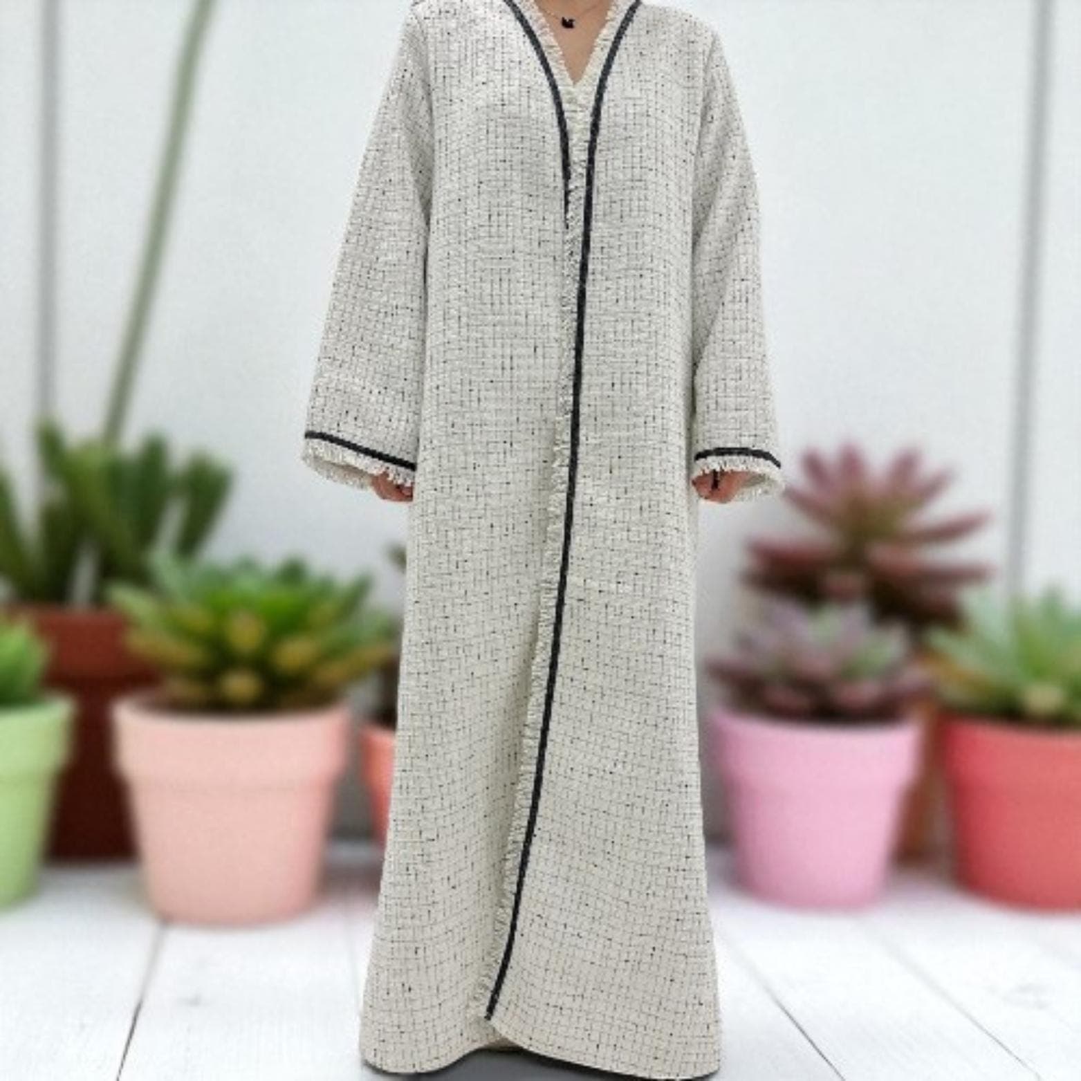 Winter Woven Abaya Dress: Islamic Modest Coat Style - image 3