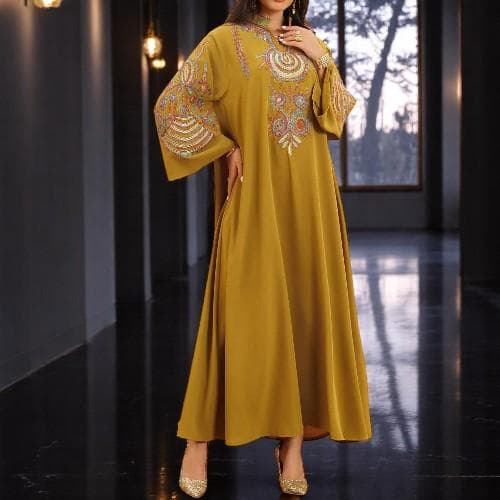 Middle East Style Women's Embroidered Dress – Long Sleeve Muslim Robe – Cross-Border Fashion for Ladies - image 3