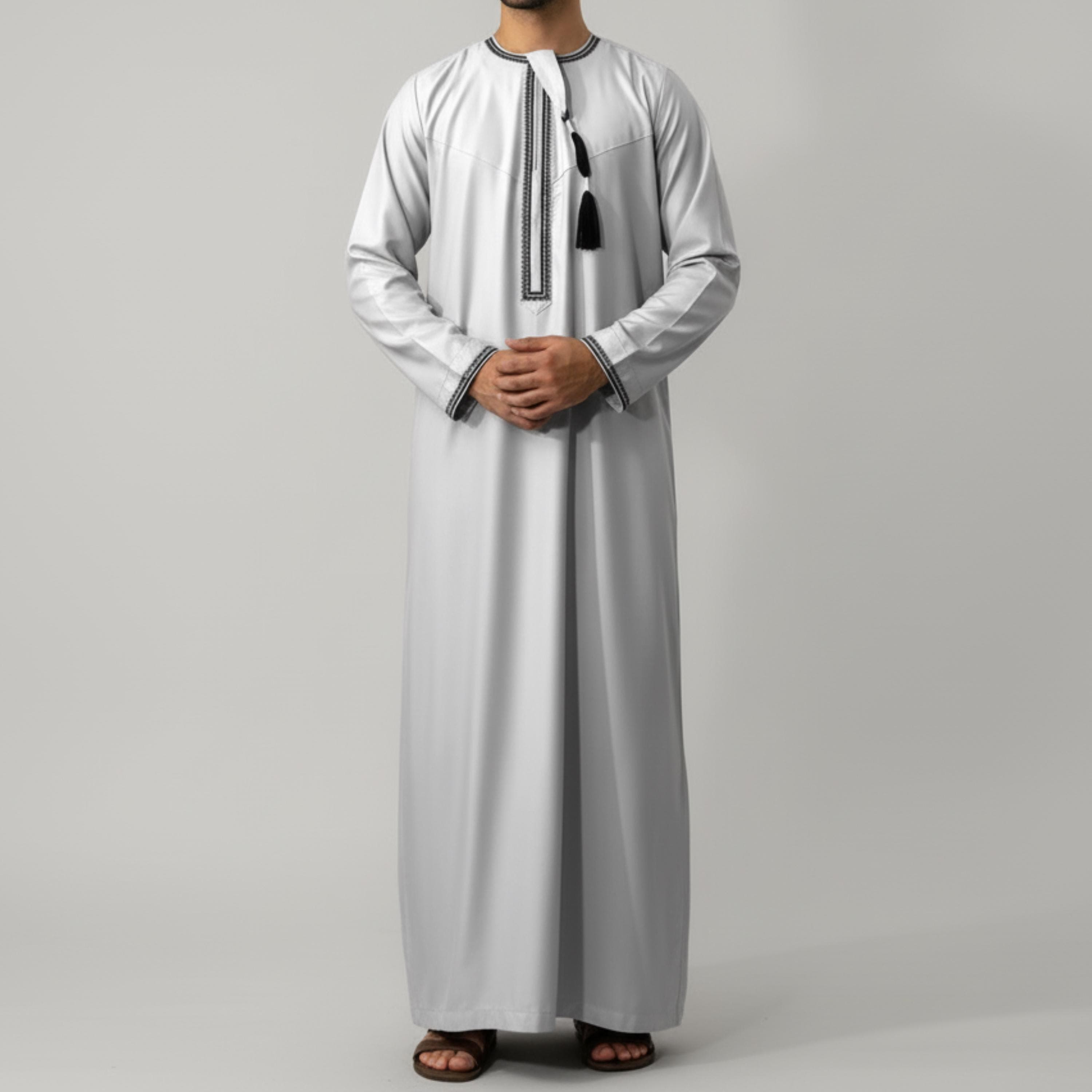 Men's Muslim Abaya: Long-Sleeved Kaftan Thobe - Islamic Robe