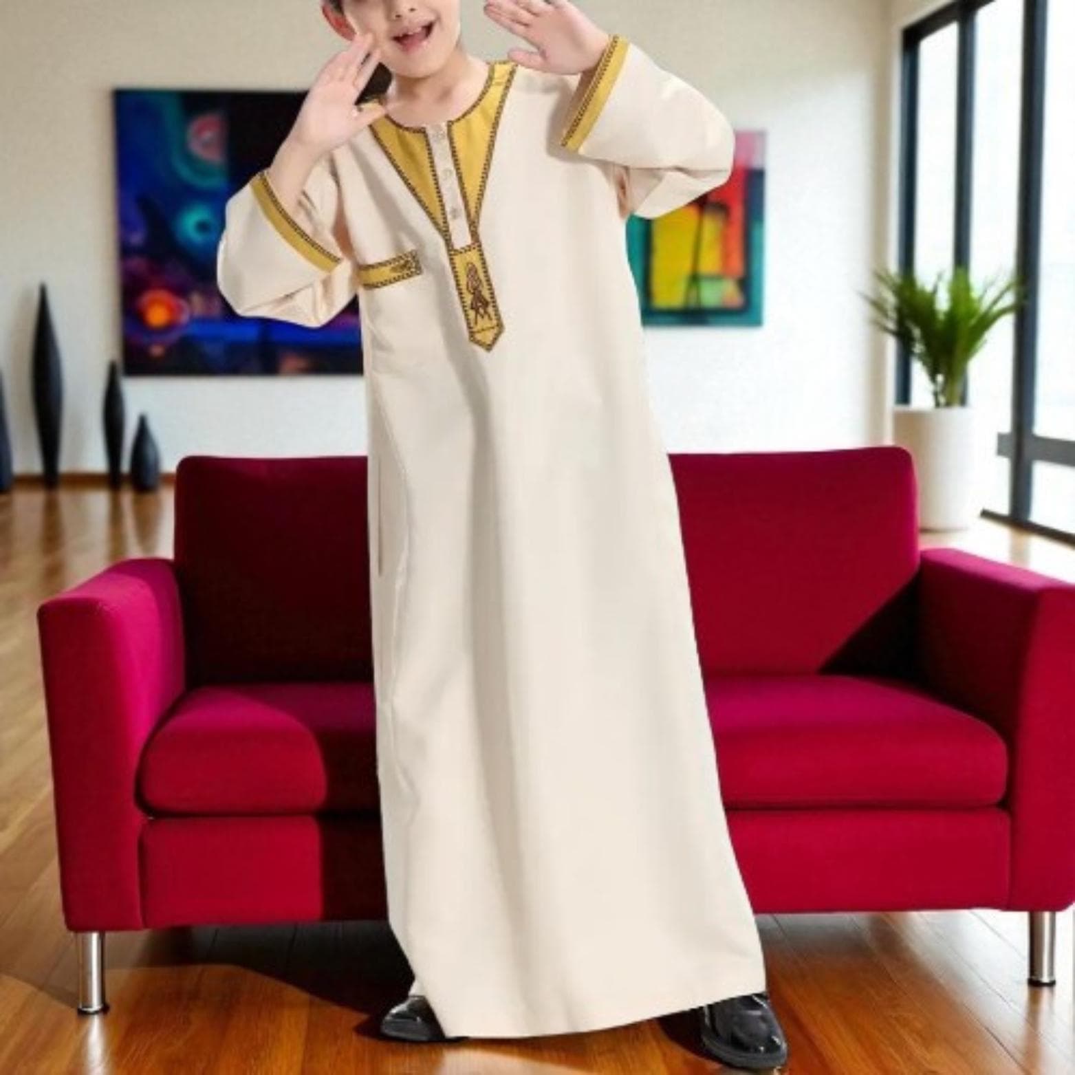 Boys' Islamic Thobe – Dubai Jubba Kaftan, Eid Ramadan Clothing - image 4