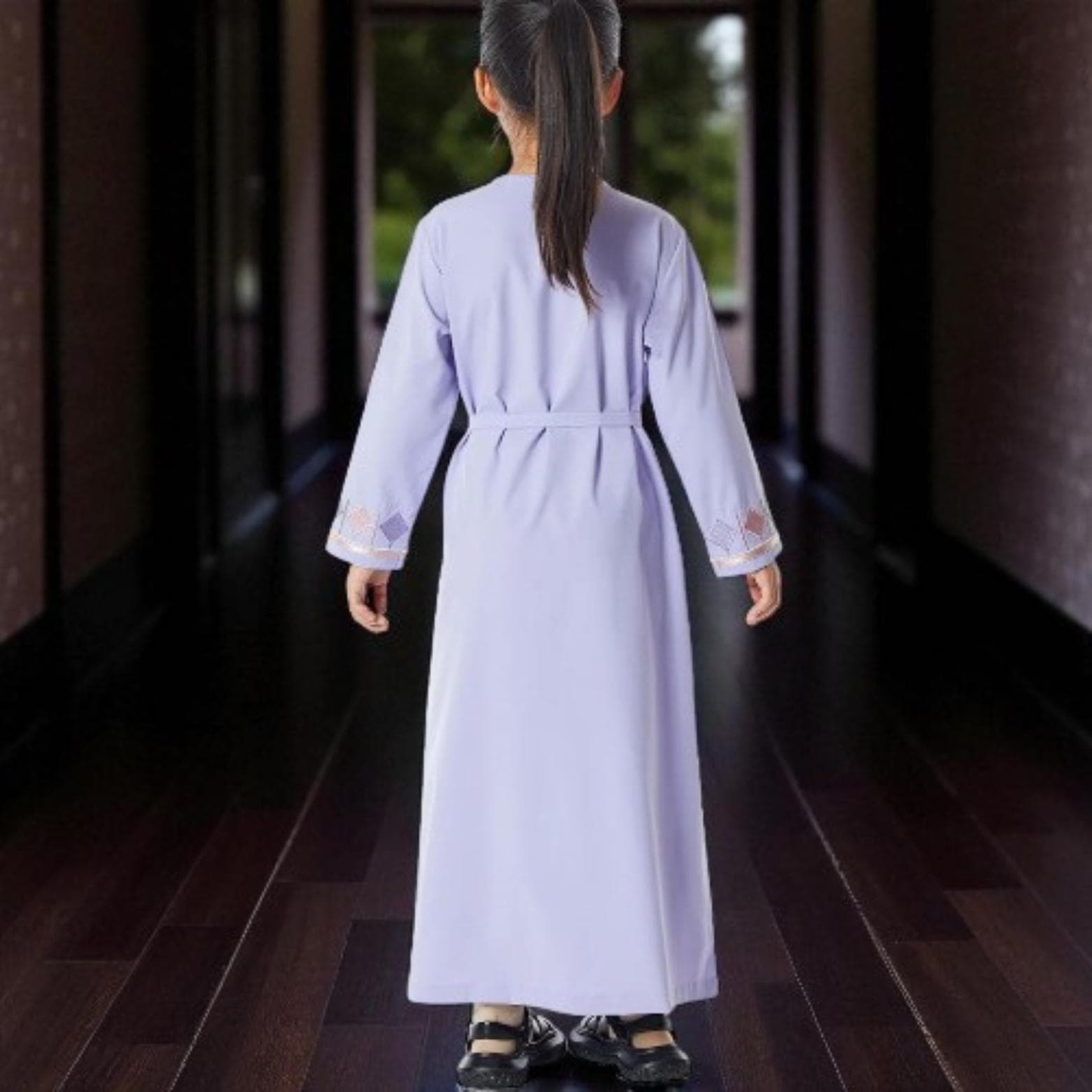 Girls' Zipper Abaya – Moroccan Kaftan, Islamic Eid Dress - image 5