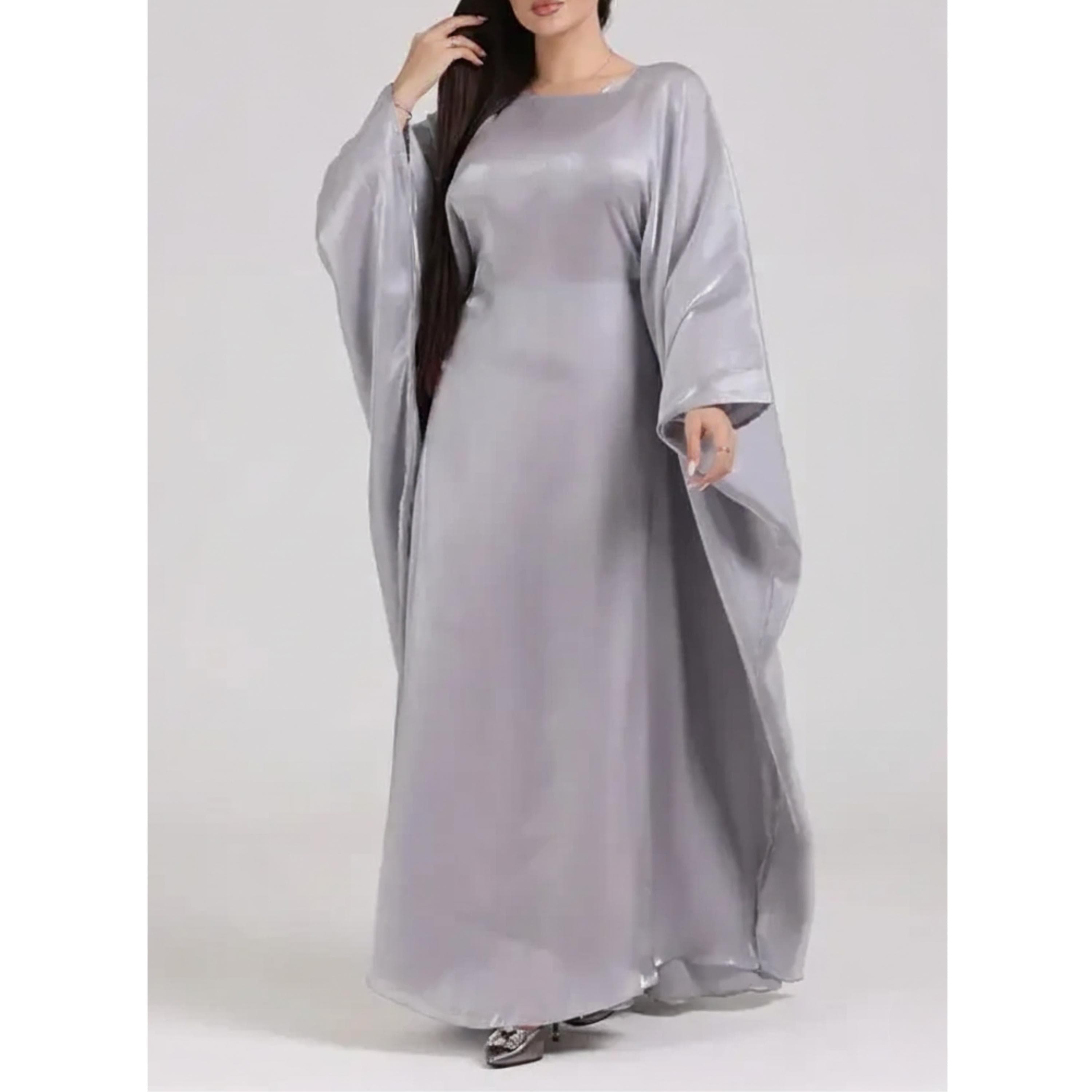 Luxury Batwing Satin Abaya: Dubai Kaftan Maxi Dress