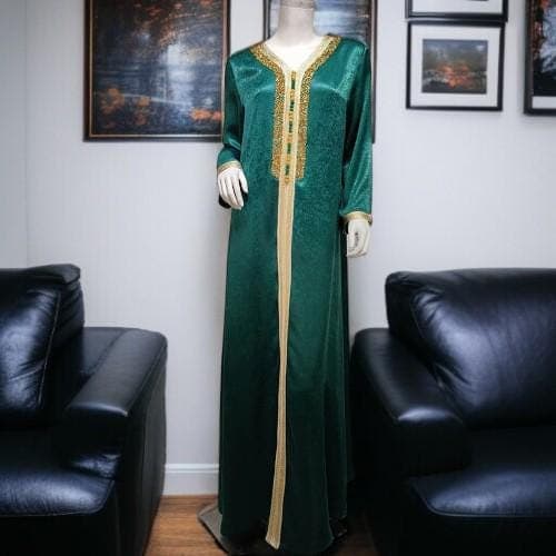 Emerald Green Kaftan Dress: Dubai Jalabiya Ramadan Eid Hijab - image 4