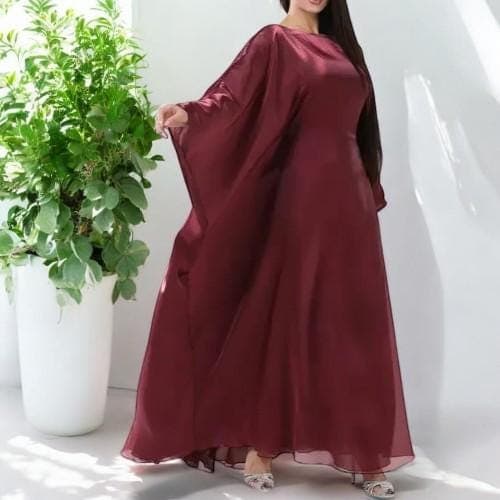 Luxury Batwing Satin Abaya: Dubai Kaftan Maxi Dress - image 5