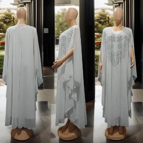 Plus Size Chiffon Kaftan Abaya: African Party Dress Set - image 5