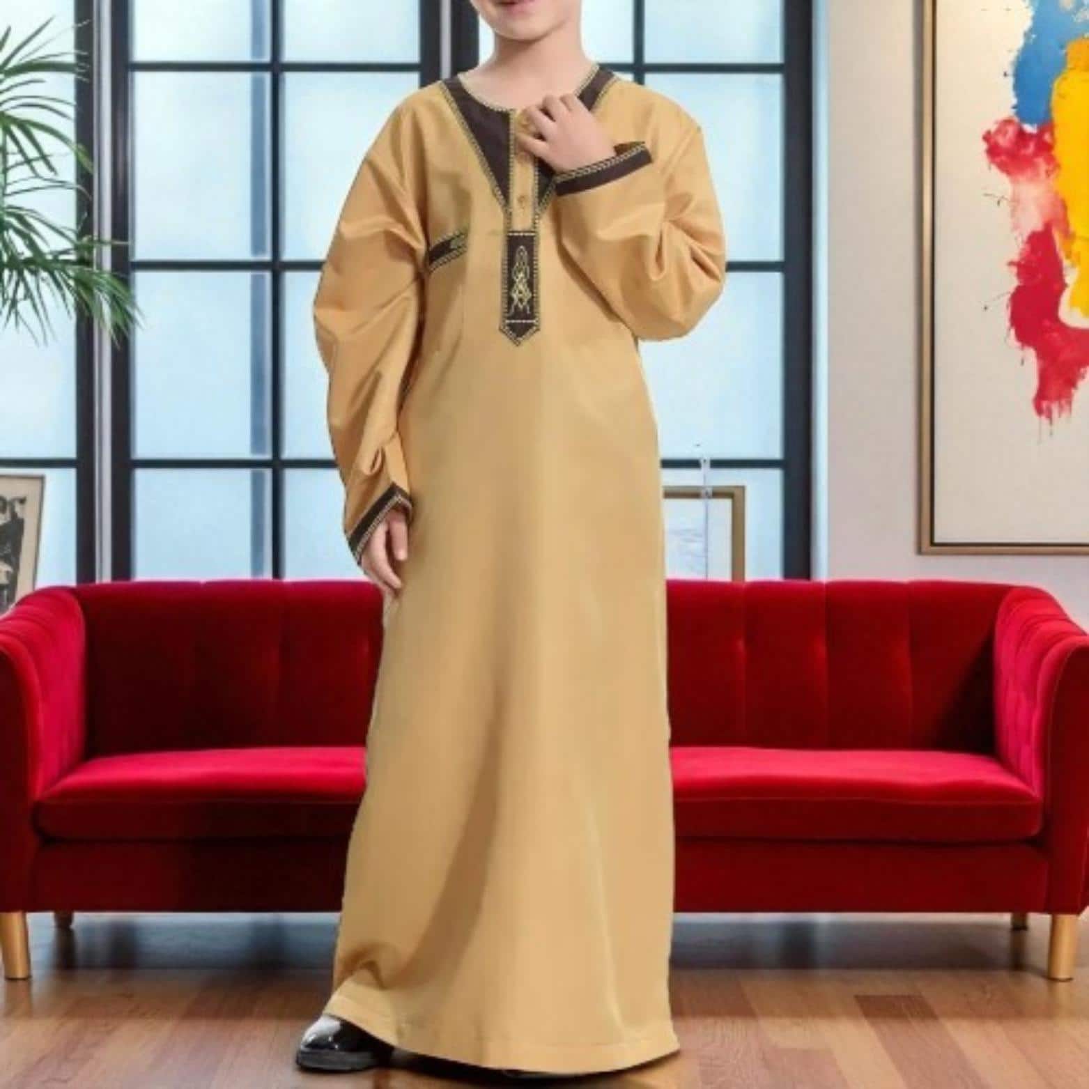 Boys' Islamic Thobe – Dubai Jubba Kaftan, Eid Ramadan Clothing