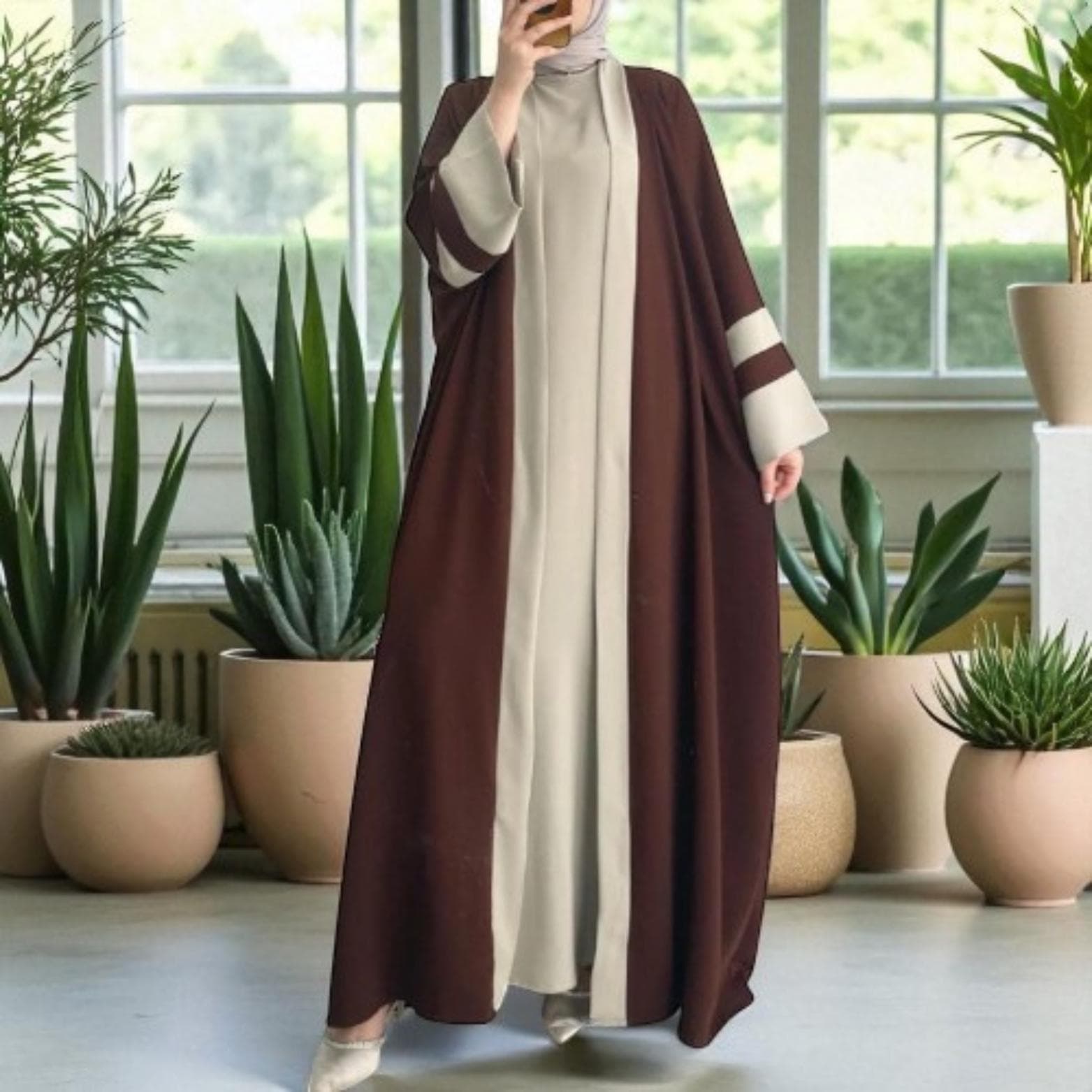 Moroccan Kaftan Abaya: 2-Piece Muslim Dress, Ramadan Robe - image 4