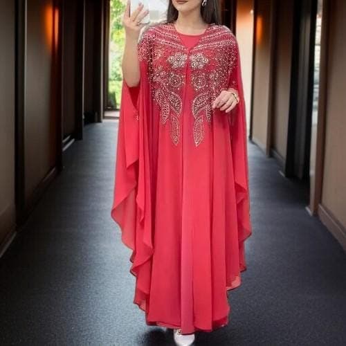 Plus Size Chiffon Kaftan Abaya: African Party Dress Set - image 4