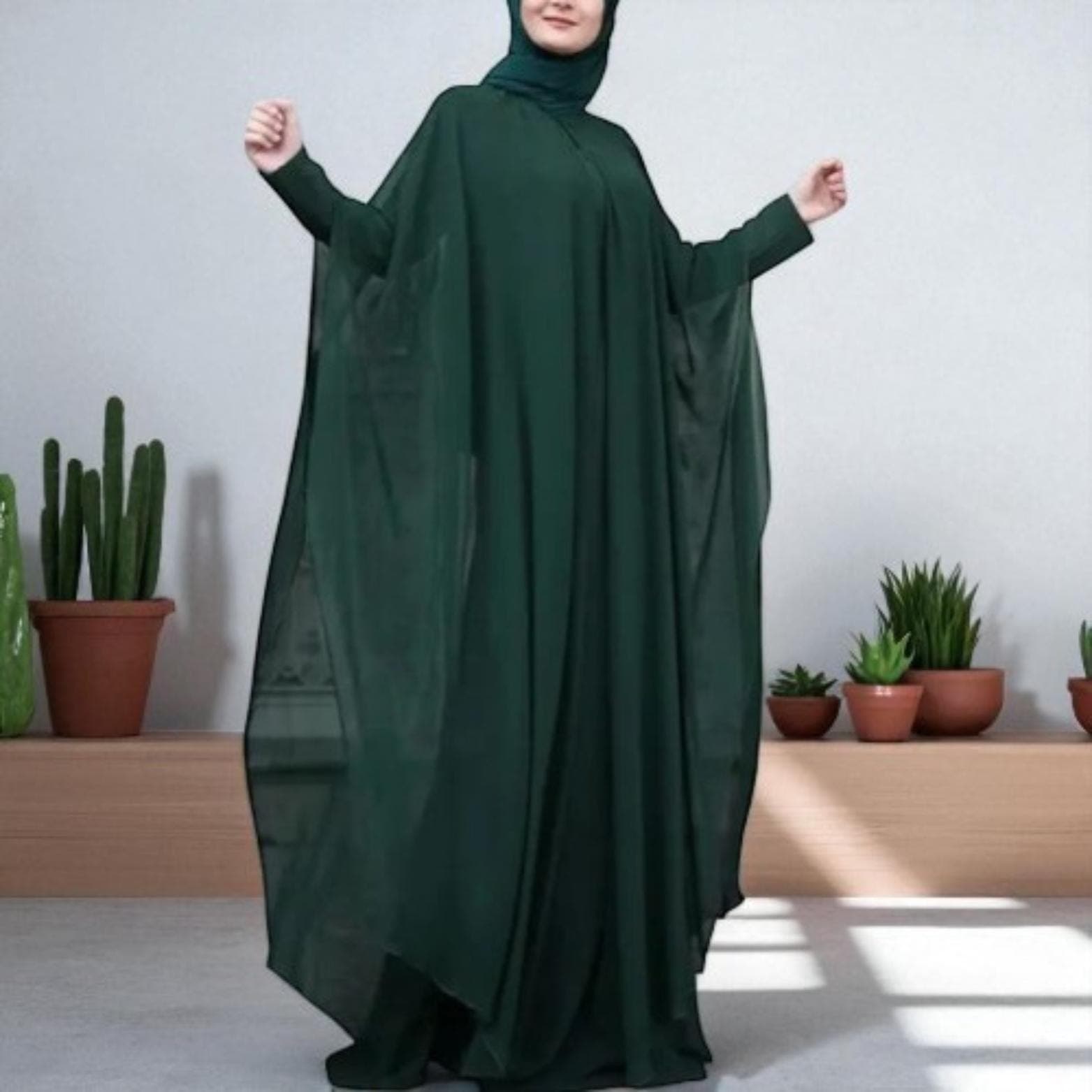 Modest Two-Piece Style Abaya: Muslim Kaftan Robe - image 3