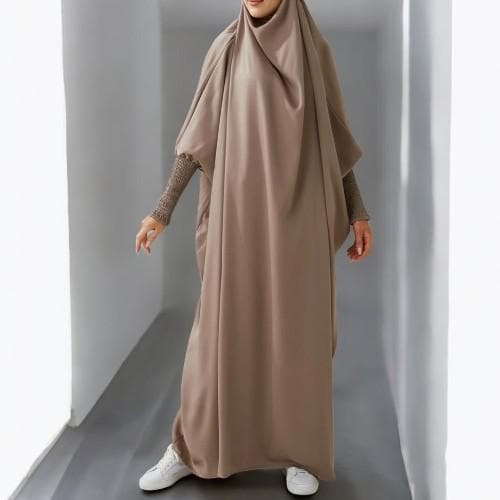 Hooded Jilbab Abaya: Smocked Sleeve Muslim Prayer Dress - image 3