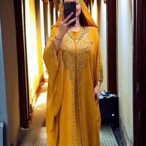 Hooded Diamond Abaya: Muslim Women's Eid Dress, Dubai Kaftan - image 5