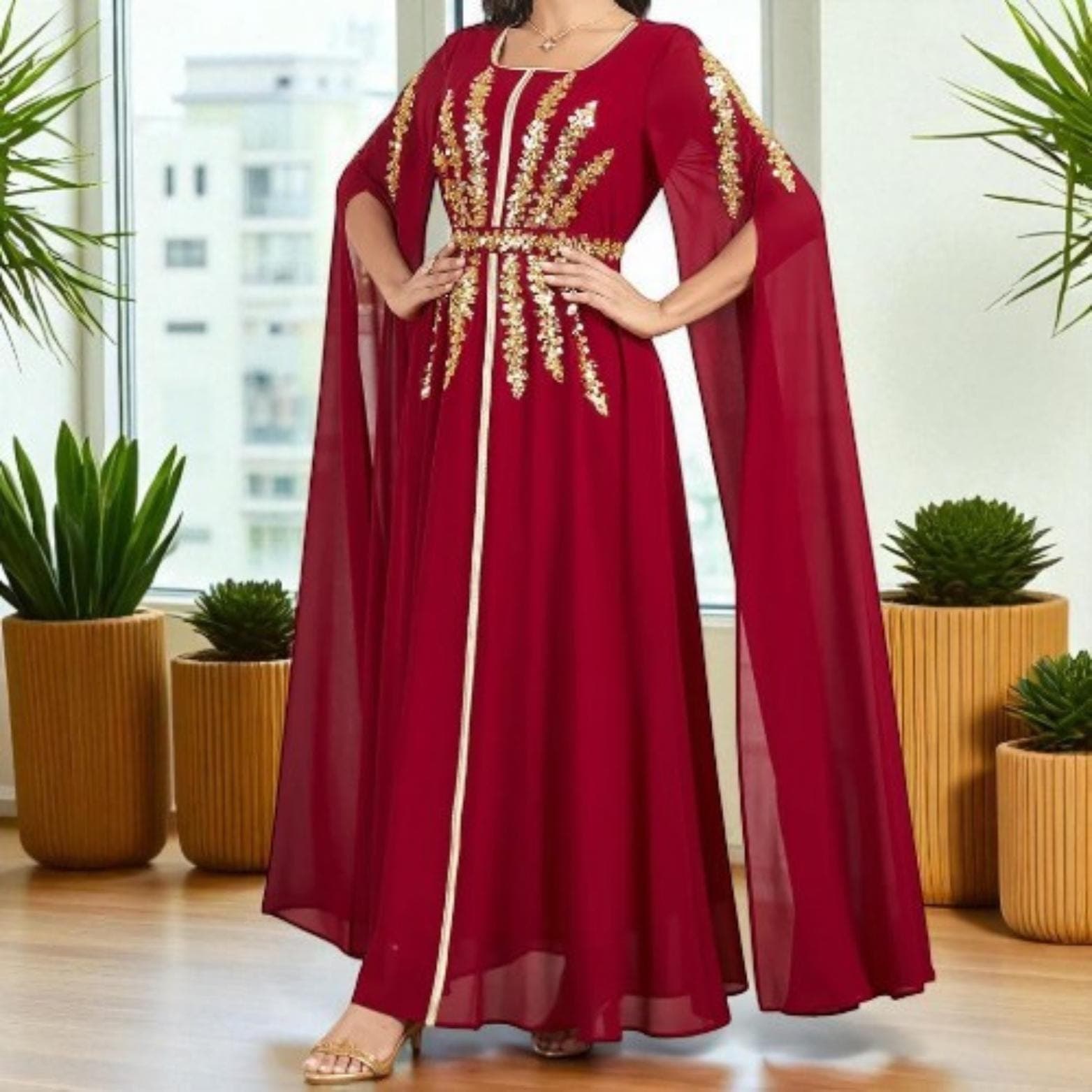 Embroidered Dubai Abaya: Women's Muslim Maxi Dress, Turkey Robe - image 3