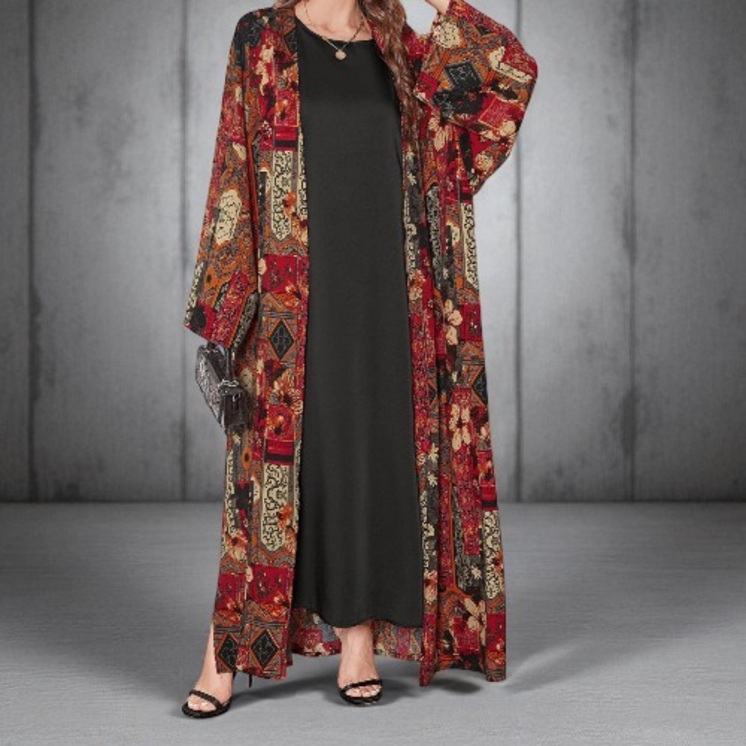 Printed Arab Abaya with Shawl – Muslim Modest Robe
