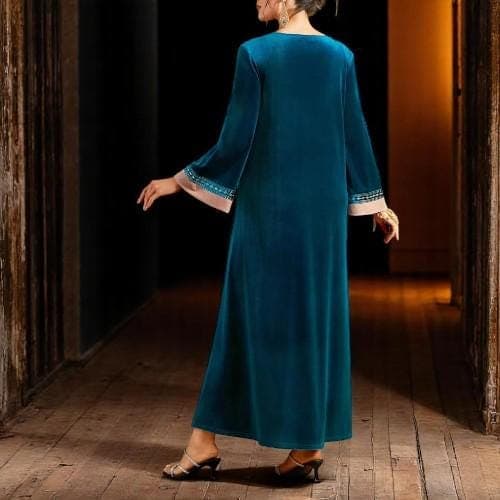 Embroidered Jalabiya Dress: Dubai Arab Long Robe Abaya - image 4