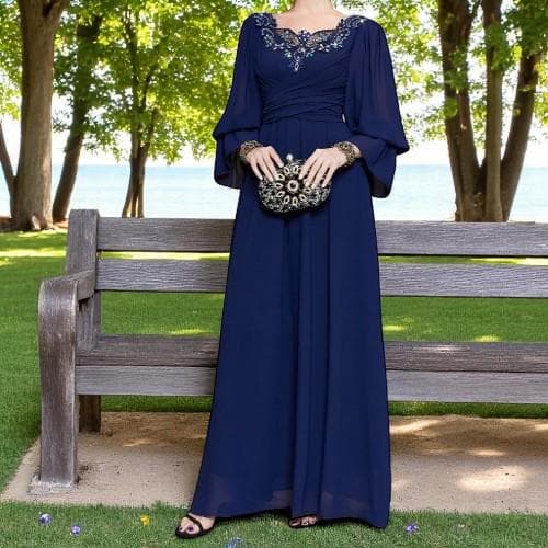 Ramadan Maxi Dress: Rhinestone Beaded Kaftan Abaya - Dubai Fashion Gown