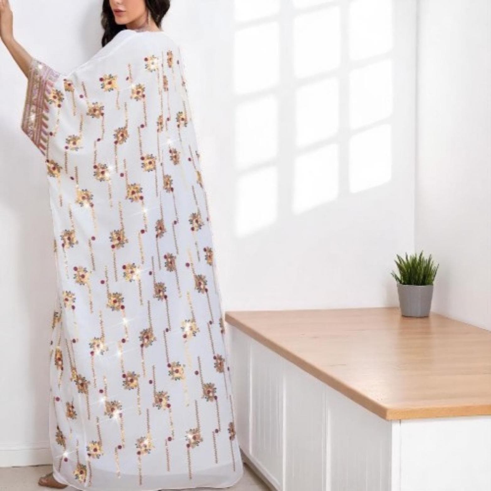 Sequin Batwing Abaya: Luxury Kaftan Dress - Eid Mubarak Robe - image 3