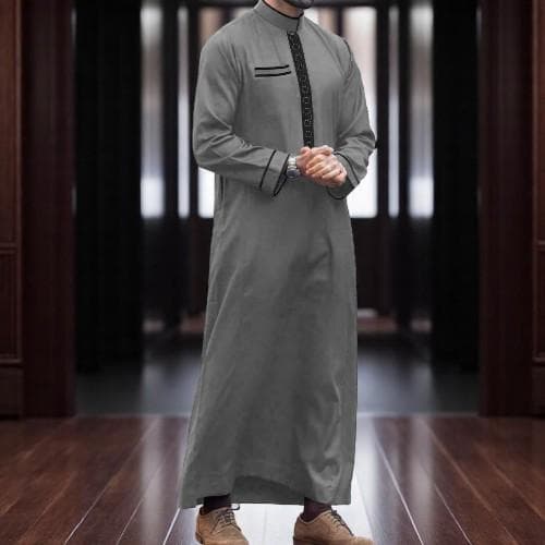 Embroidered Men's Muslim Robe: Long Sleeve Arab Kaftan - image 4
