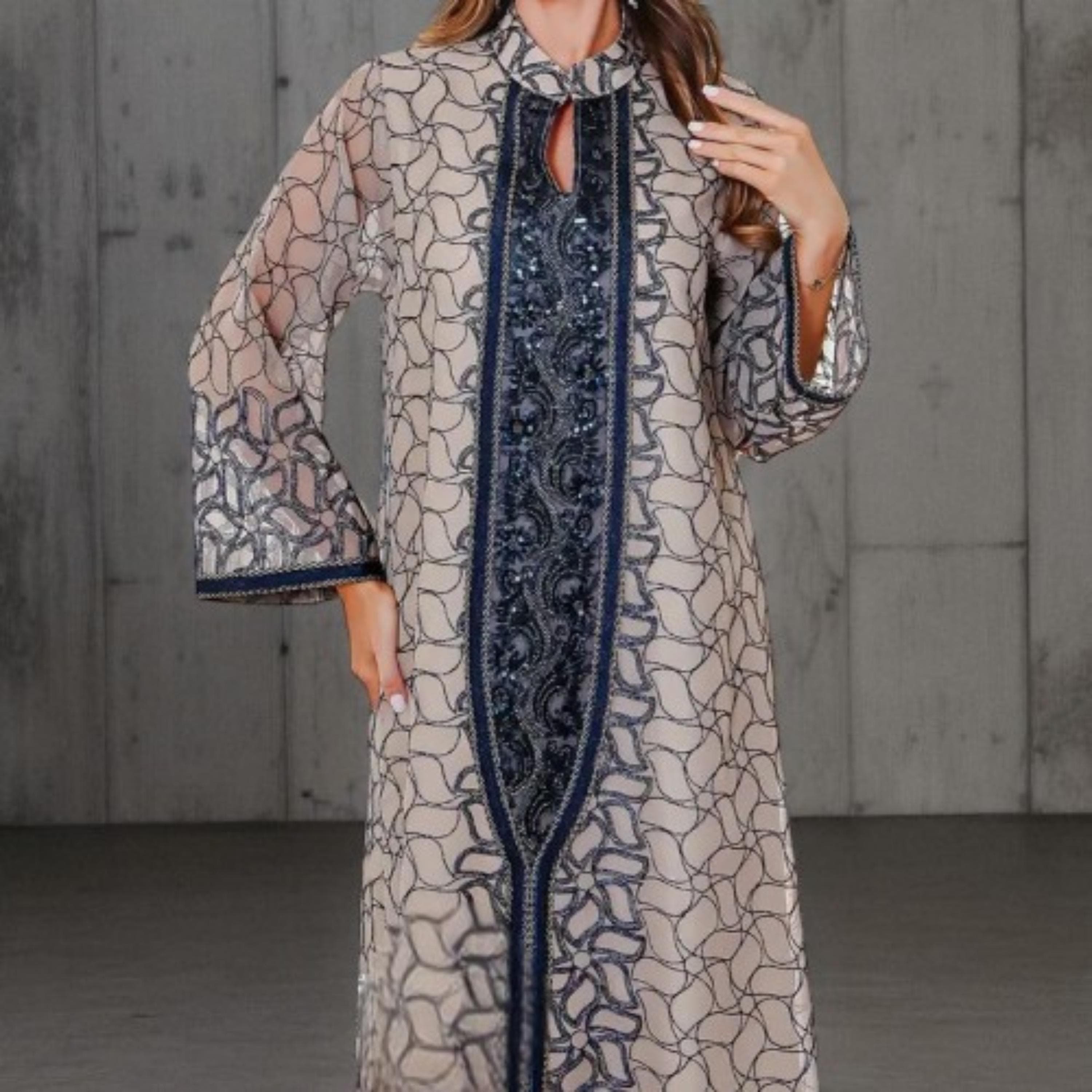 Embroidered Abaya Robe – Luxury Evening Dress for Women, Muslim Modest Fashion