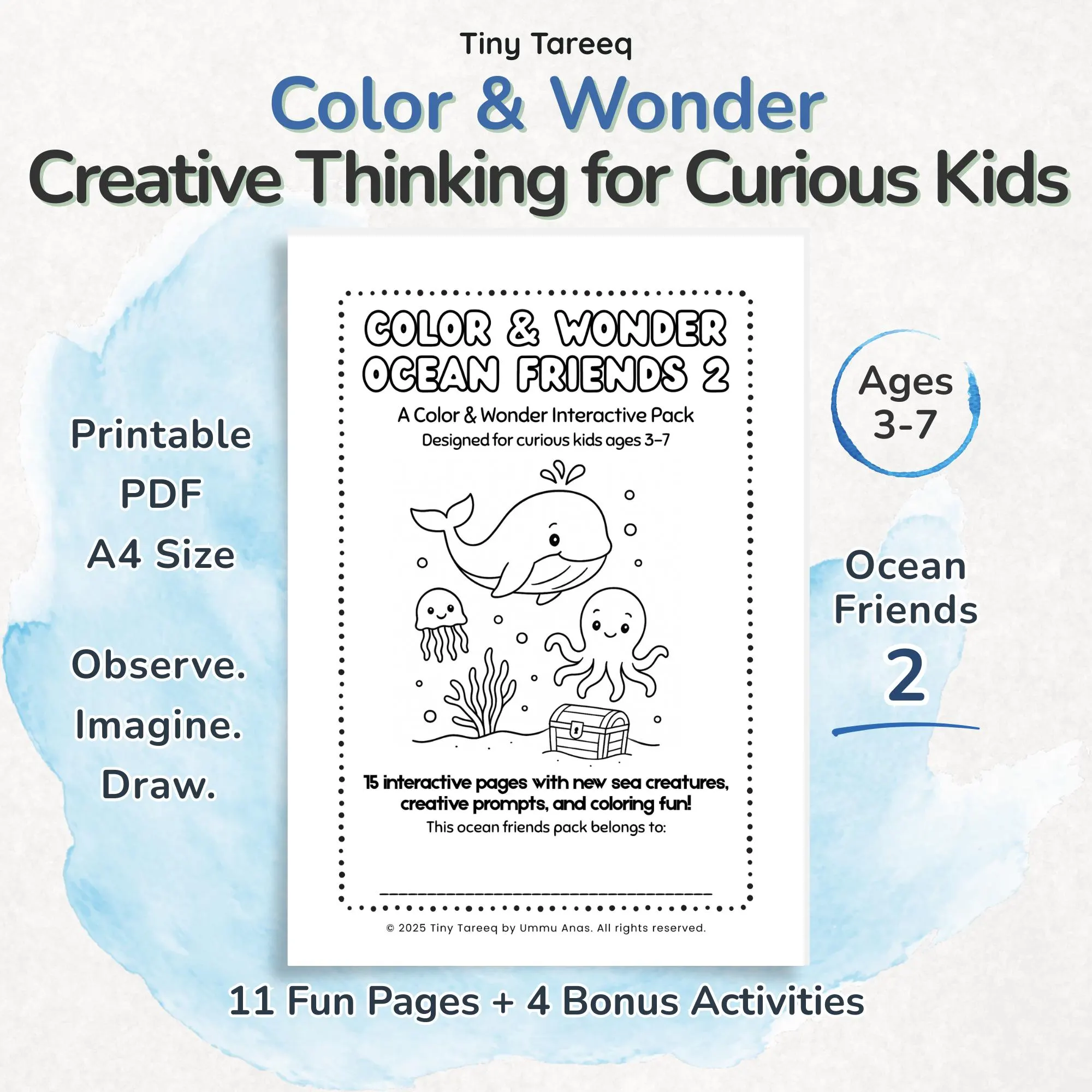 Ocean Animals Coloring Book: Printable Sea Life Activity Pack (PDF Download) - image 3