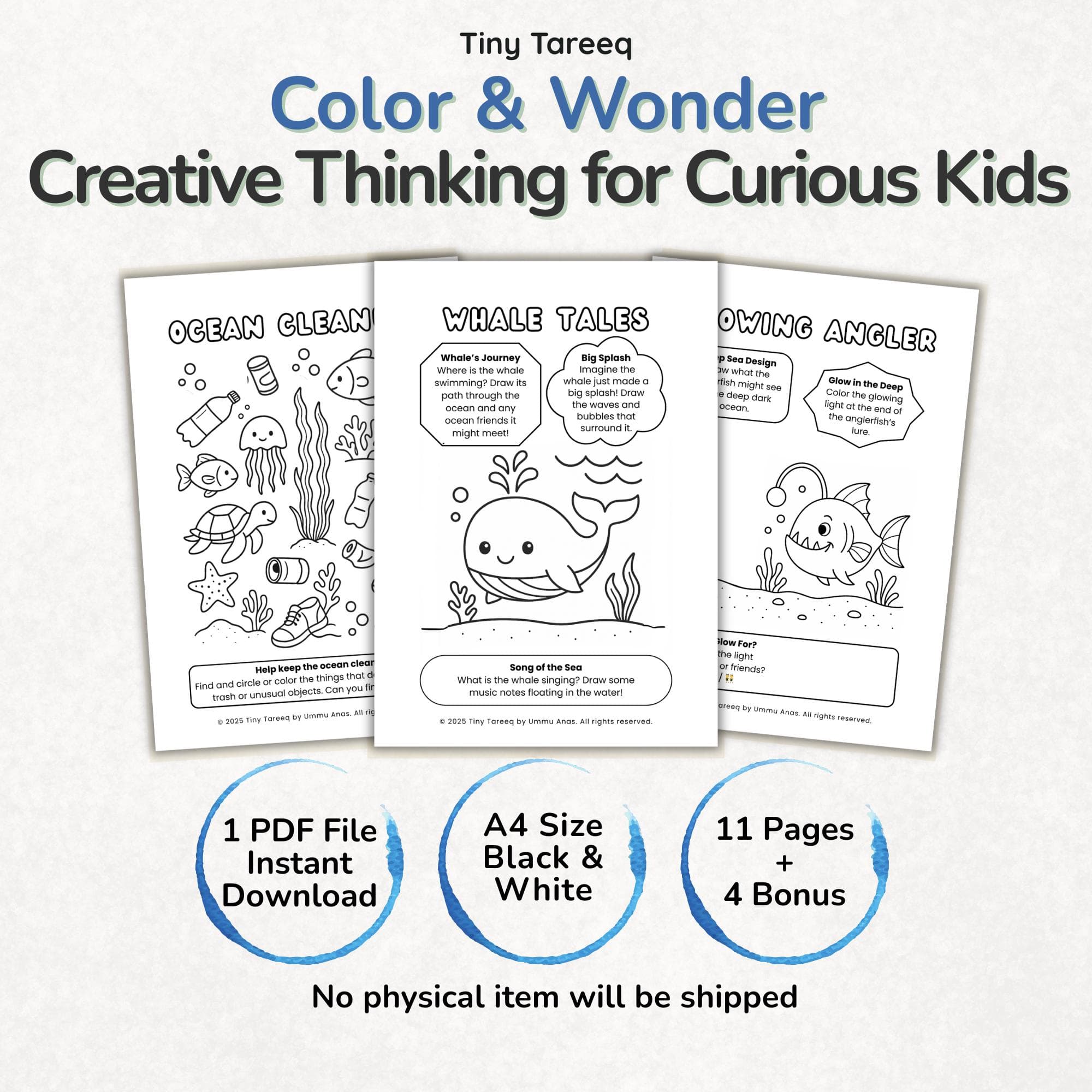 Ocean Animals Coloring Book: Printable Sea Life Activity Pack (PDF Download)