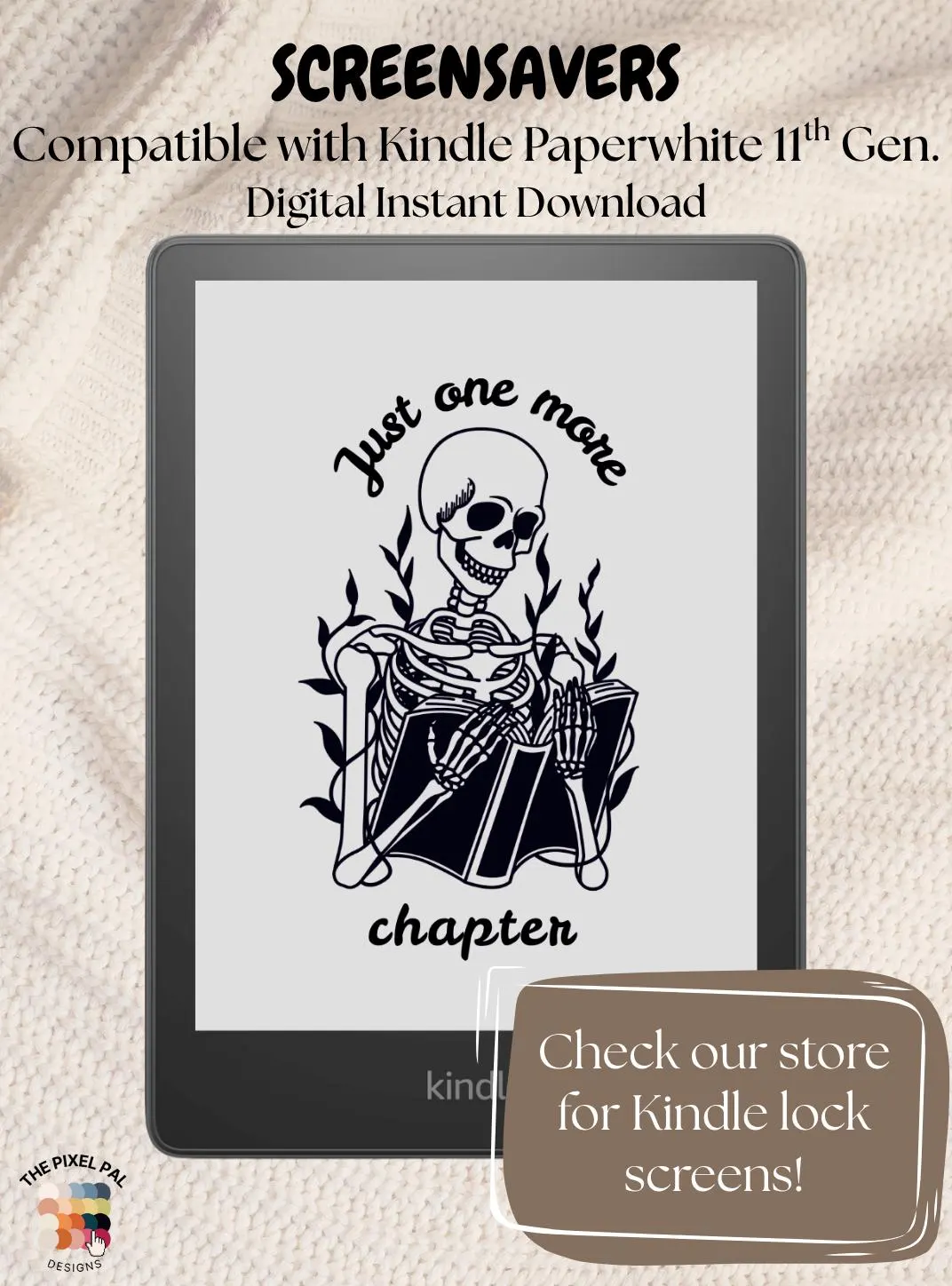 Just One More Chapter - Skeleton Kindle Paperwhite Screensaver – Light Mode Only - image 3