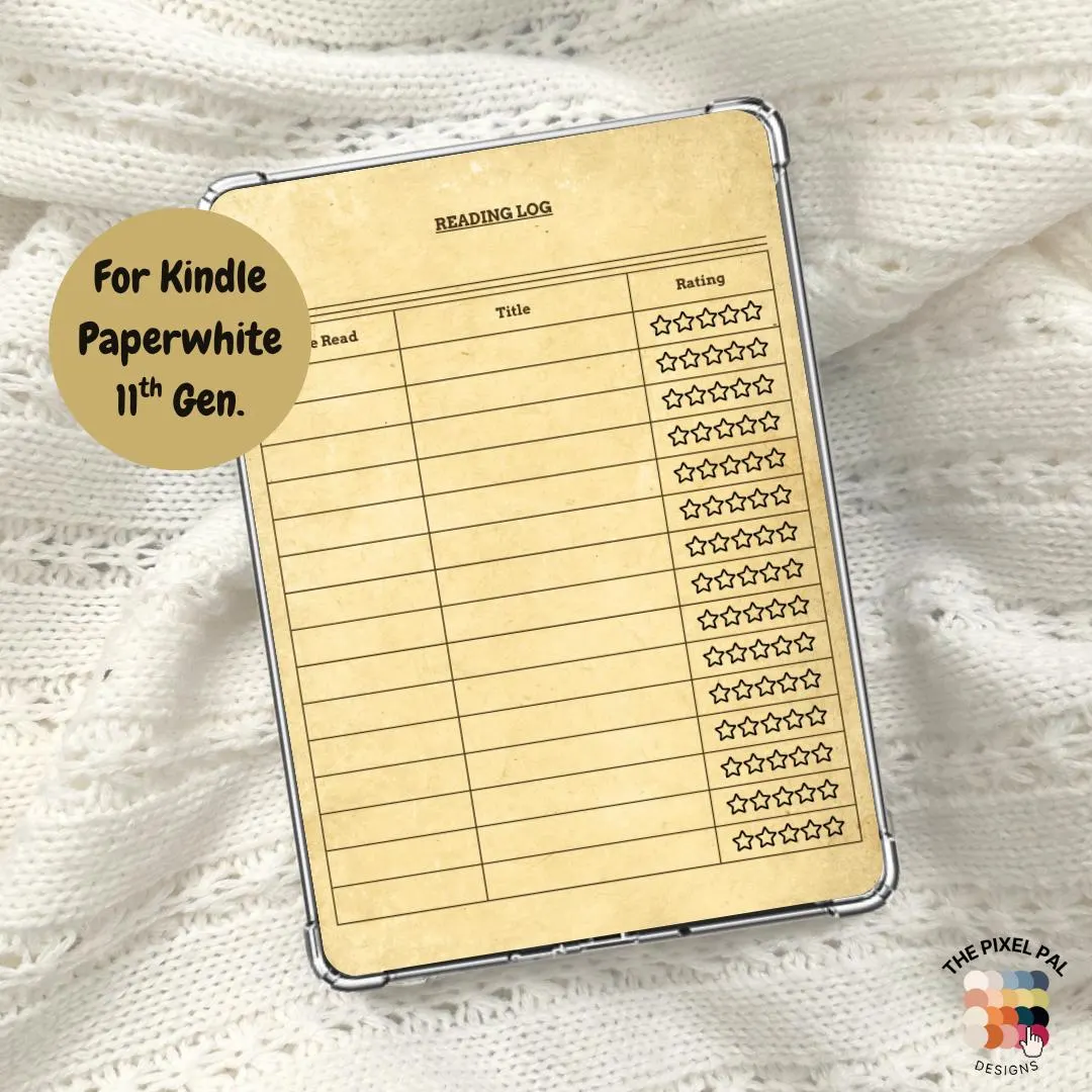 Kindle Reading Log Printable Insert | Digital Download | Clear Case Aesthetic for Kindle Paperwhite