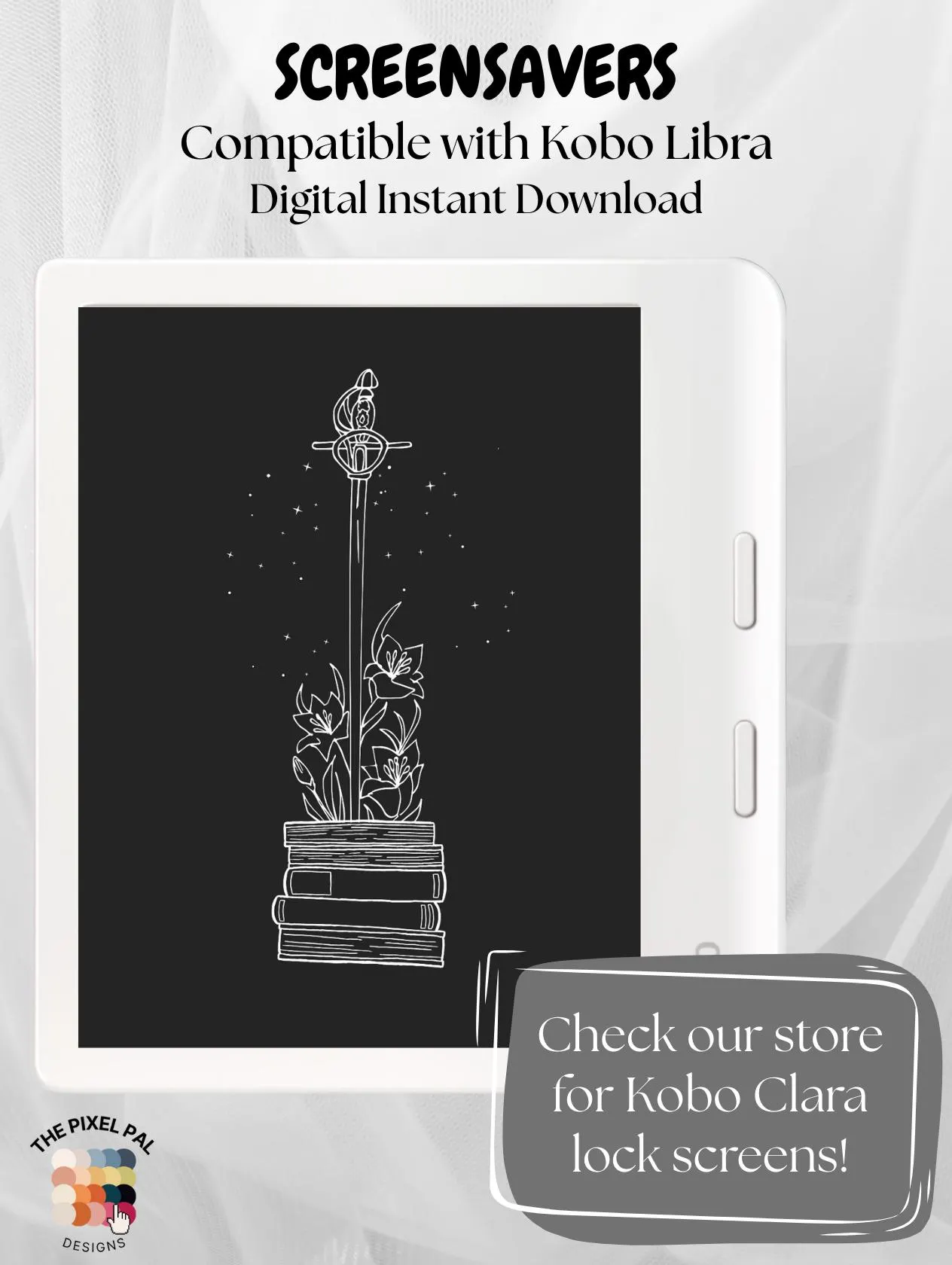 Sword & Books Kobo Libra Wallpapers | 2-Pack Digital Screensavers for Libra (Dark + Light) - image 4