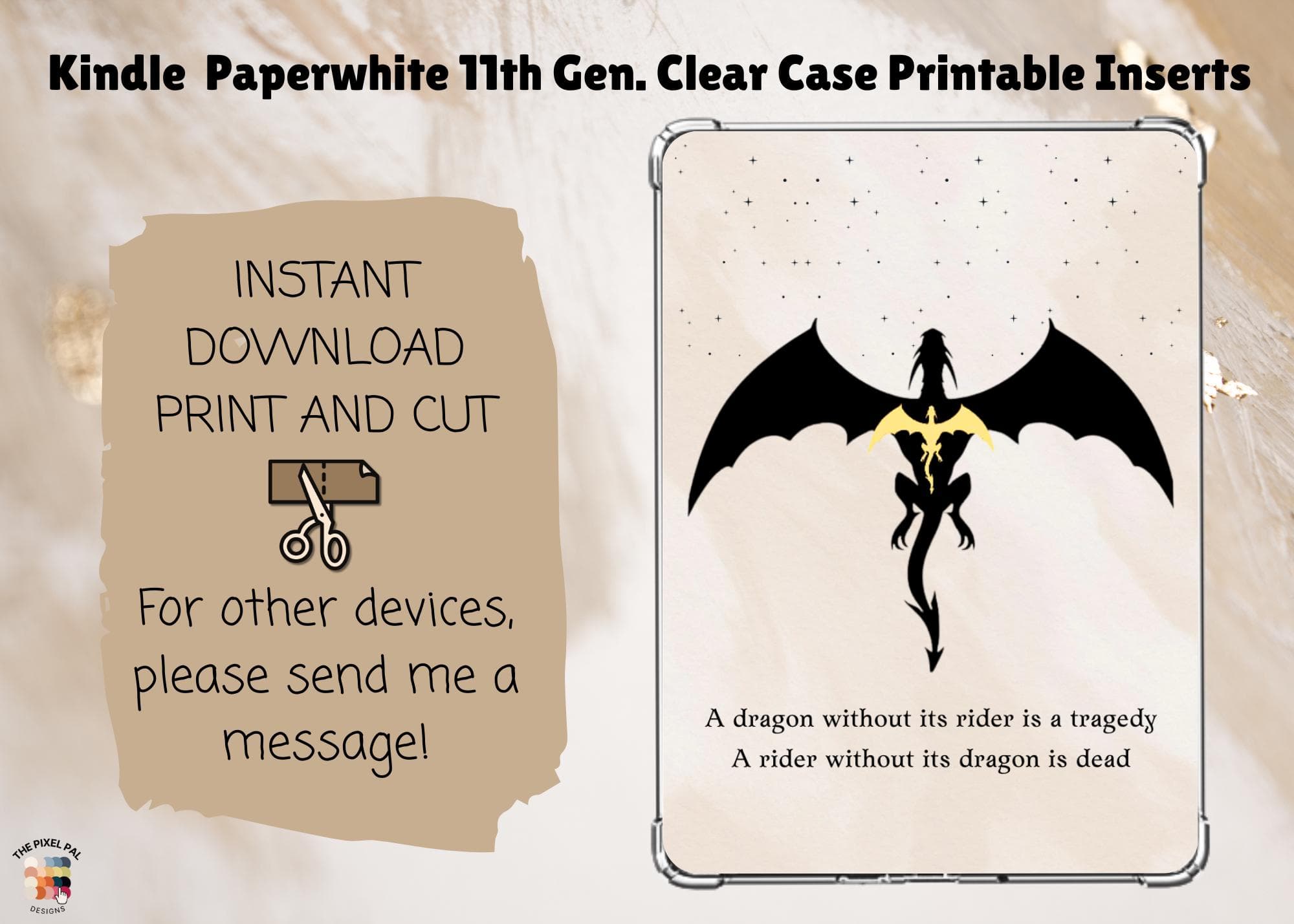 Fourth Wing Inspired Dragon Rider Kindle Paperwhite Insert | 11th Gen Case Art | Bookish Gift - image 3