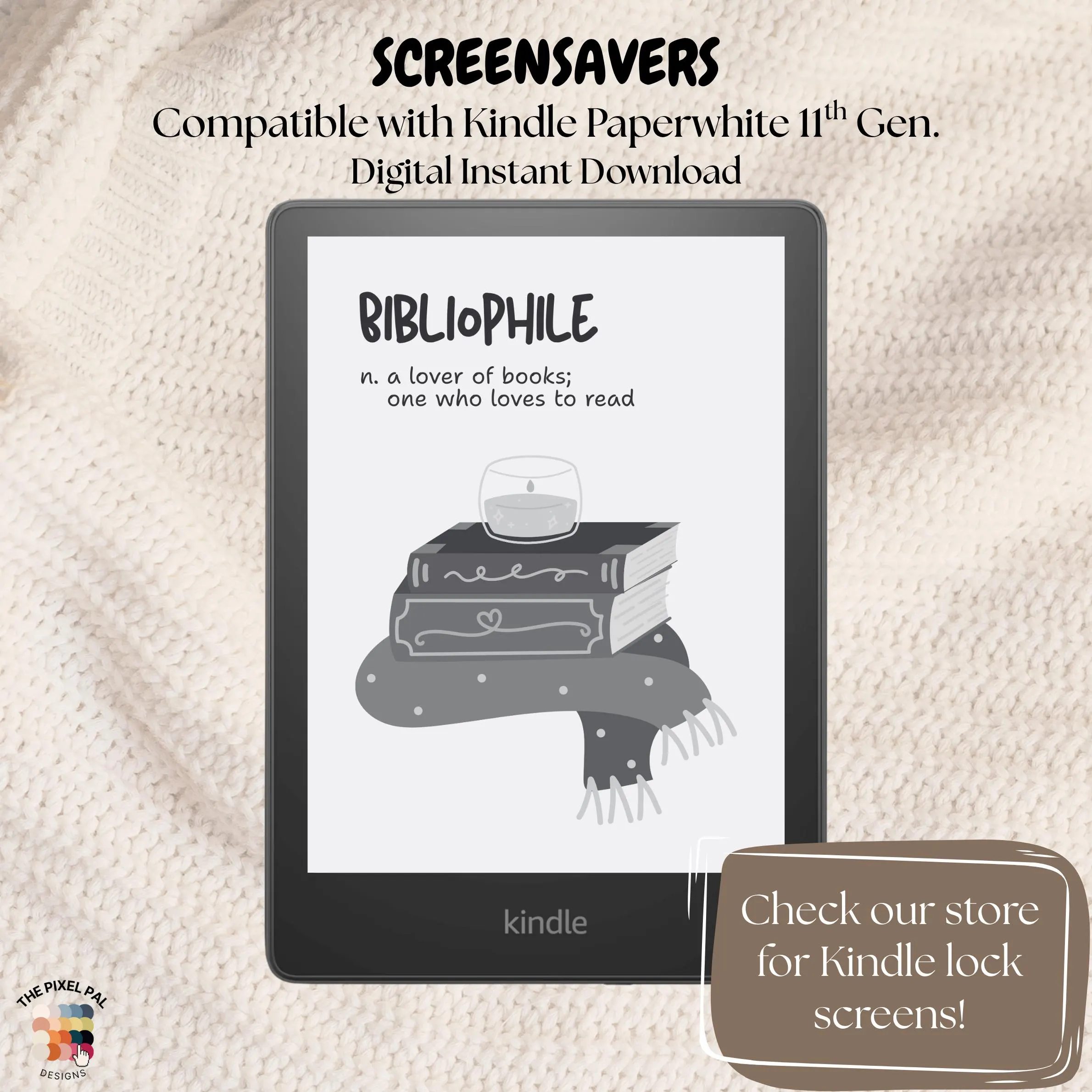 Light Mode Bibliophile Kindle Screensaver | Cozy Book Lover Kindle Paperwhite Wallpaper - image 4