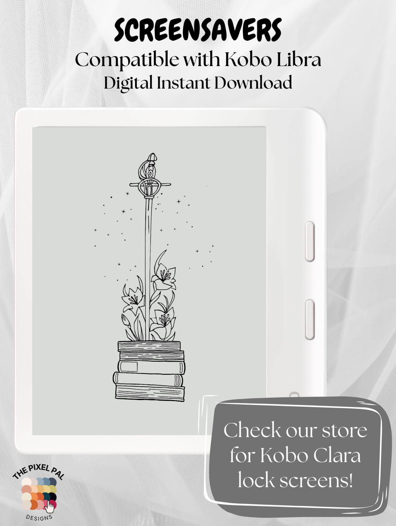 Sword & Books Kobo Libra Wallpapers | 2-Pack Digital Screensavers for Libra (Dark + Light) - image 3