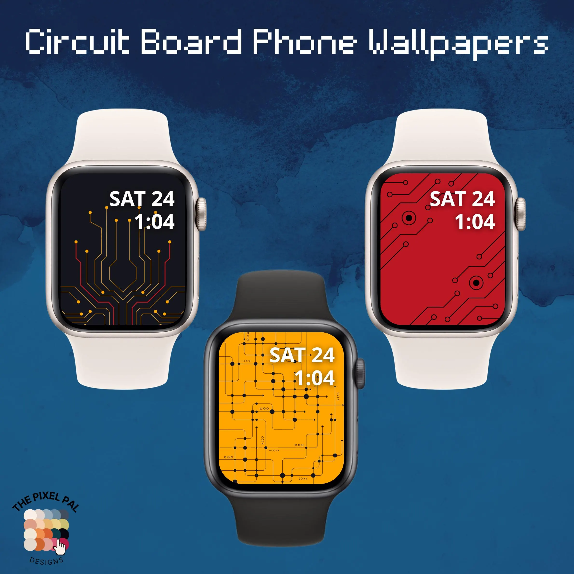 Circuit Board Apple Watch Wallpaper Set | Tech-Inspired Digital Faces | Minimalist Geek Design