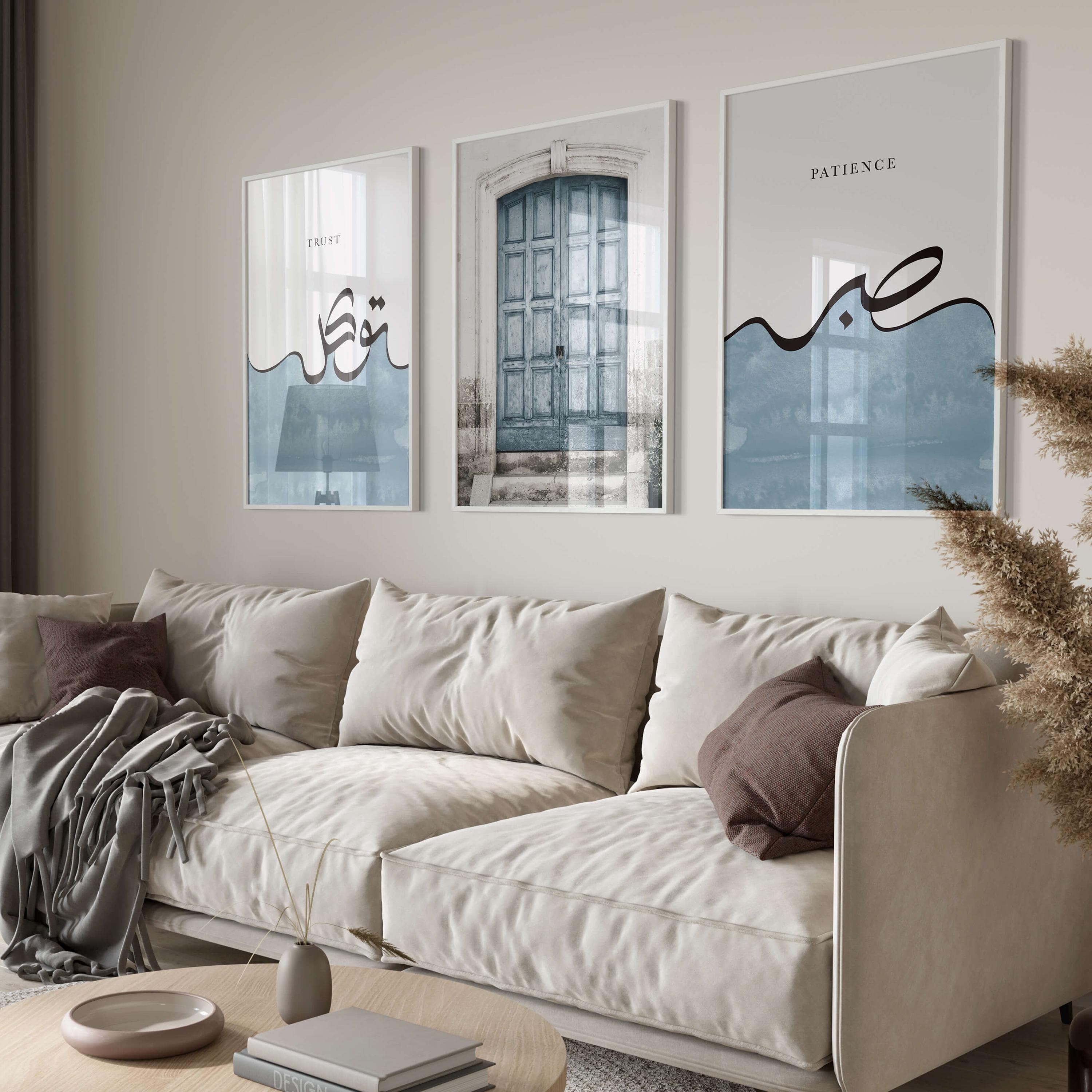3er Poster Set - Islamic Wall Art - Sabr Tawakkul - Blue Door - Wanddeko Print - Wandbilder Quran - Premium Photo Paper matte - Kunstdruck - image 3