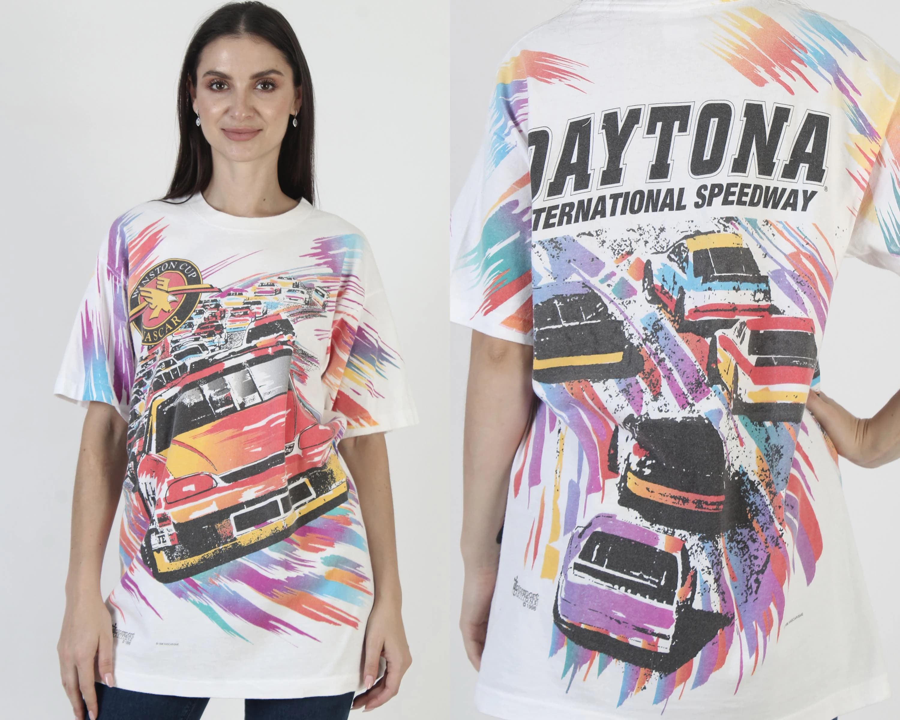 Vintage 1996 Winston Cup T-Shirt, All Over Print NASCAR Tee, Tag Size L
