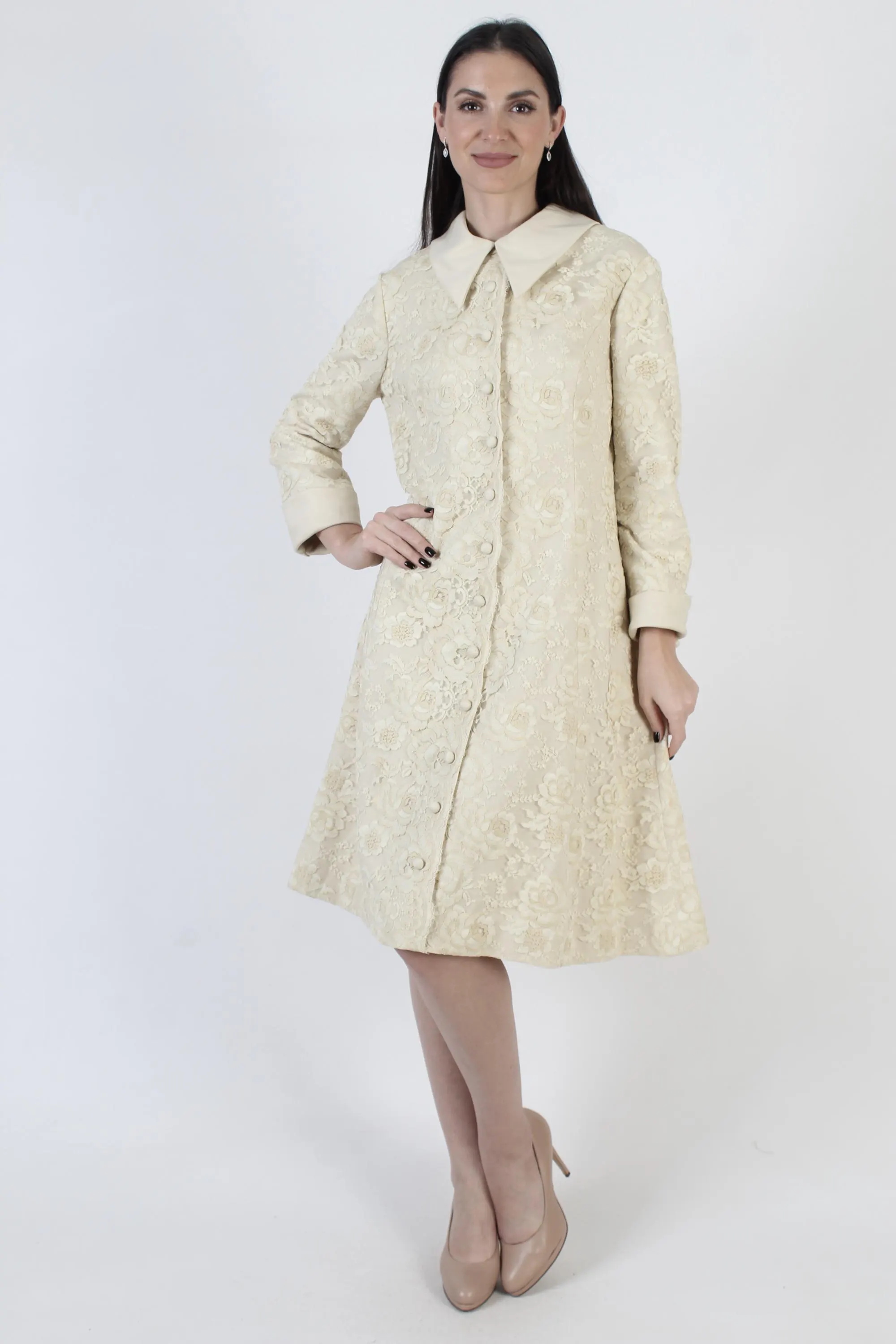 I Magnin Designer Dress, Dagger Butterfly Collar, Vintage Mod Scooter Mini - image 3